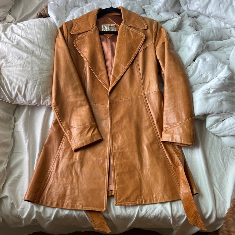 Leather trench coat